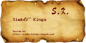 Simkó Kinga névjegykártya